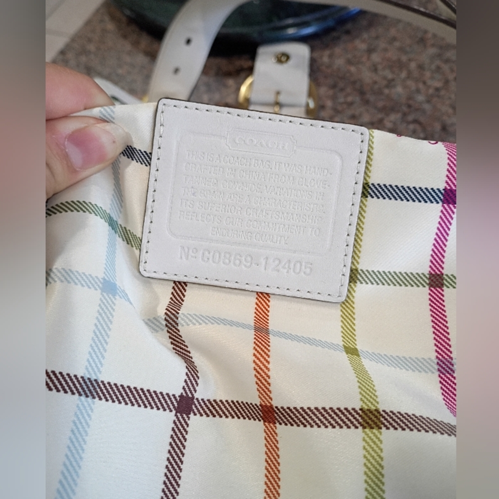 Coach vintage bleeker legacy tattersall flap shoulder bag with gold buckle - Picture 7 of 17